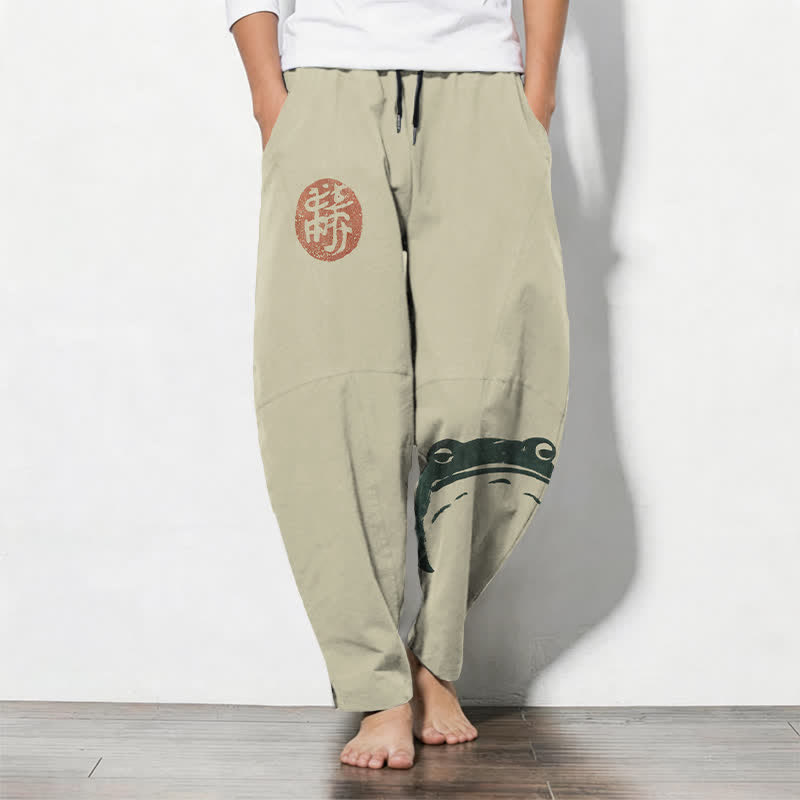 Buddha Stones Getailleerde herenbroek van 100% Cotton met trekkoord en zakken, met Zakken . - Beige - US/UK/AU50, EU60 (5XL) - image 0