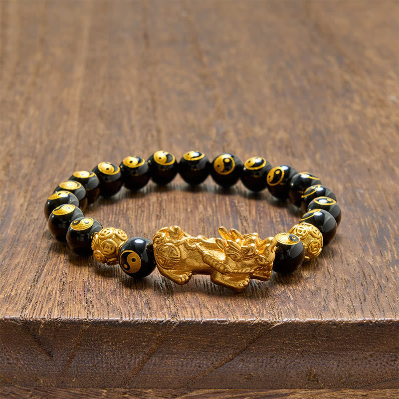 Buddha Stones Armband met Pi Xiu kralen van zwarte onyx en koper. - image 3