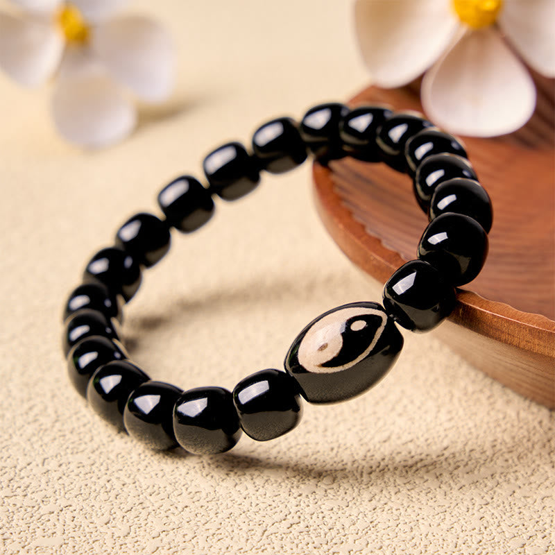 Buddha Stones Armband met Yin Yang-kralen van zwarte onyx - Yin Yang (Balans ♥ Harmonie) - image 0