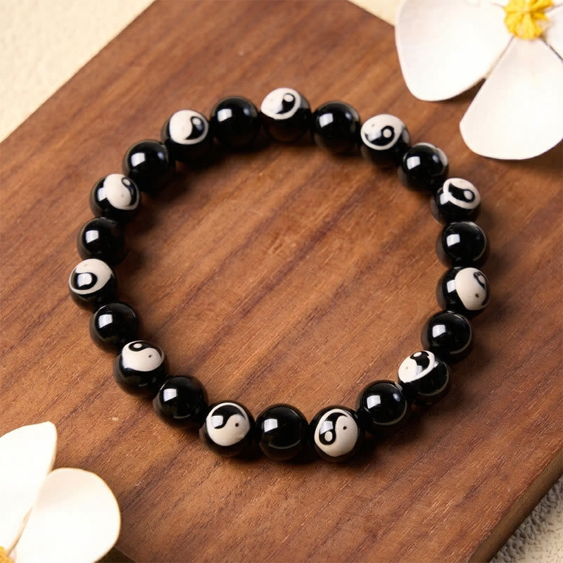 Buddha Stones Armband met Yin Yang-kralen van zwarte onyx - Yin Yang (Balans ♥ Harmonie) - image 0