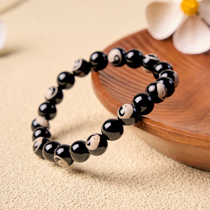 Buddha Stones Armband met Yin Yang-kralen van zwarte onyx - image 1