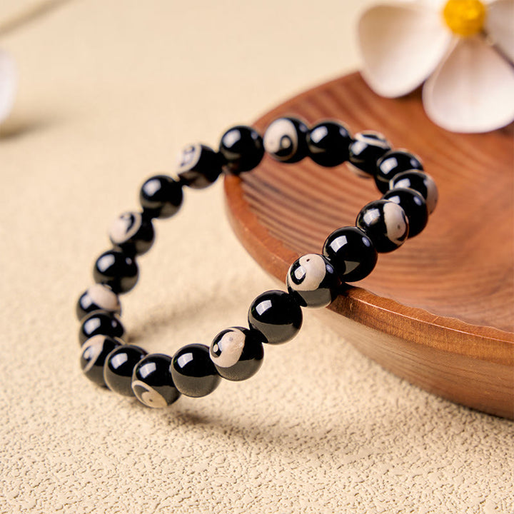 Buddha Stones Armband met Yin Yang-kralen van zwarte onyx - image 1
