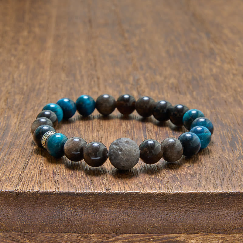 Buddha Stones Blauwe tijgeroog obsidiaan Armband met zilverglans - image 11