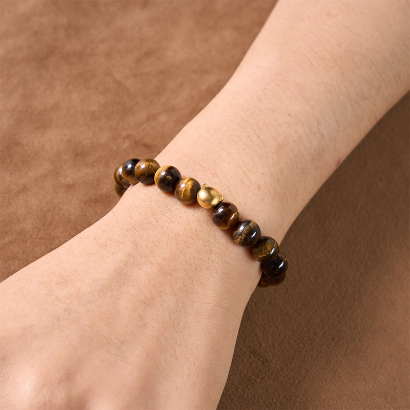 Buddha Stones Tijgeroog kattenkop koperen Armband - image 8