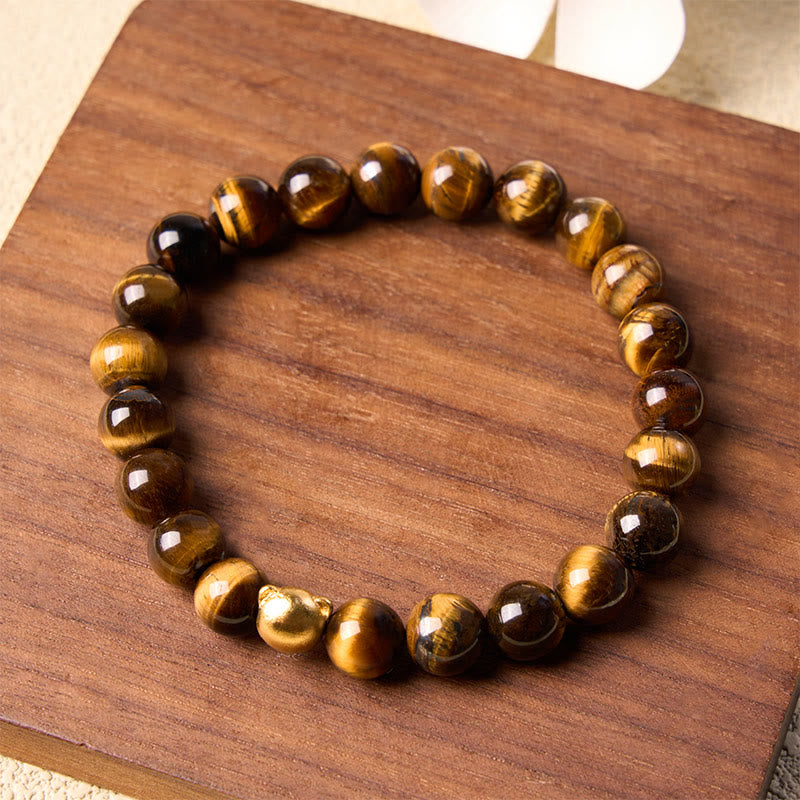 Buddha Stones Tijgeroog kattenkop koperen Armband - image 2