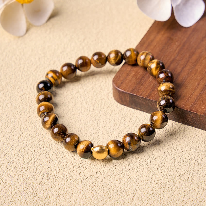 Buddha Stones Tijgeroog kattenkop koperen Armband - image 4