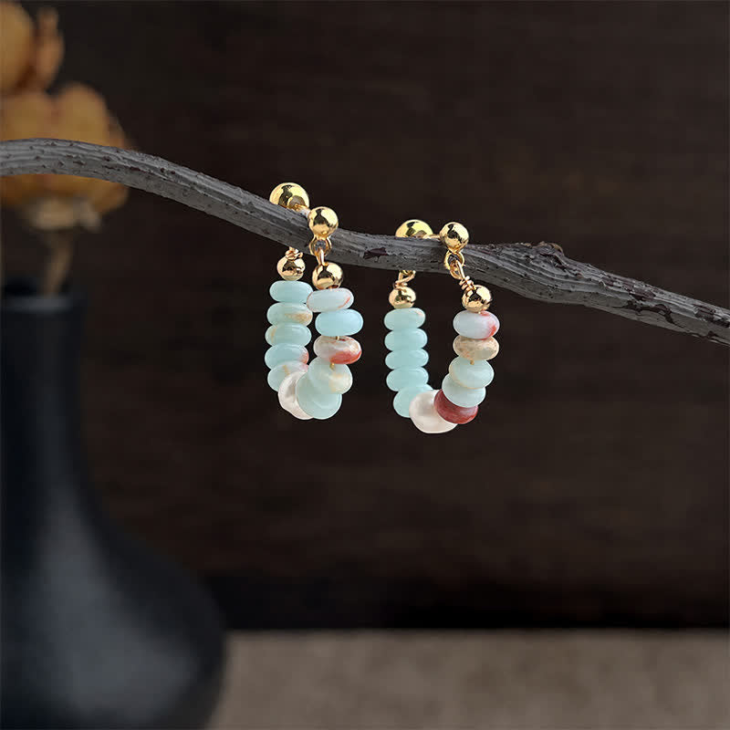 Buddha Stones Shoushan Stone Pearl Beaded Hoop Positive Oorbellen - image 2