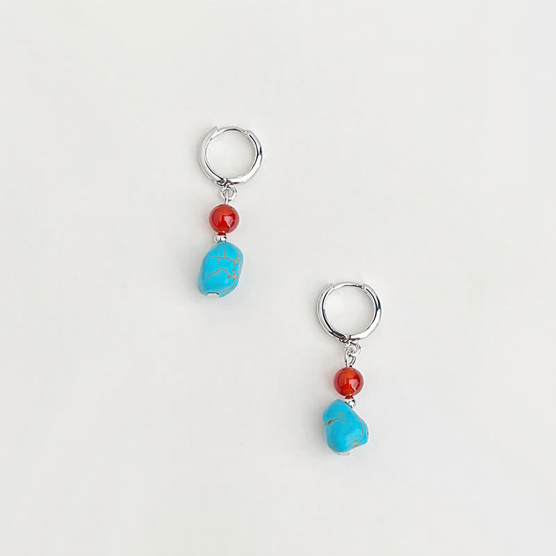 Buddha Stones Turquoise Rode Agaat Oorbellen - image 1