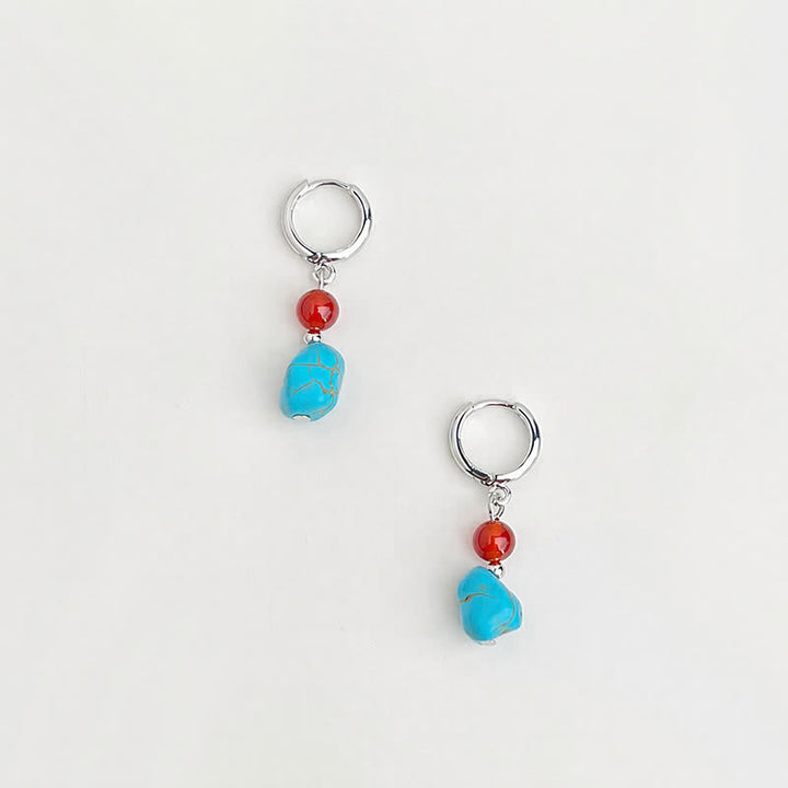 Buddha Stones Turquoise Rode Agaat Oorbellen - image 1