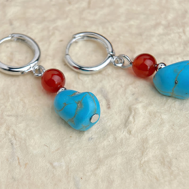 Buddha Stones Turquoise Rode Agaat Oorbellen - image 2
