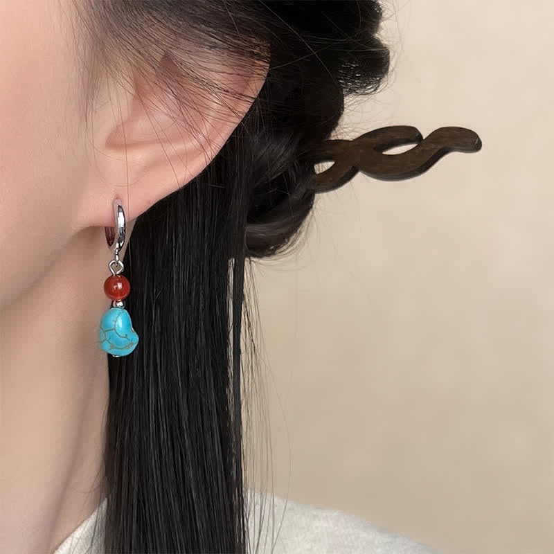 Buddha Stones Turquoise Rode Agaat Oorbellen - image 3