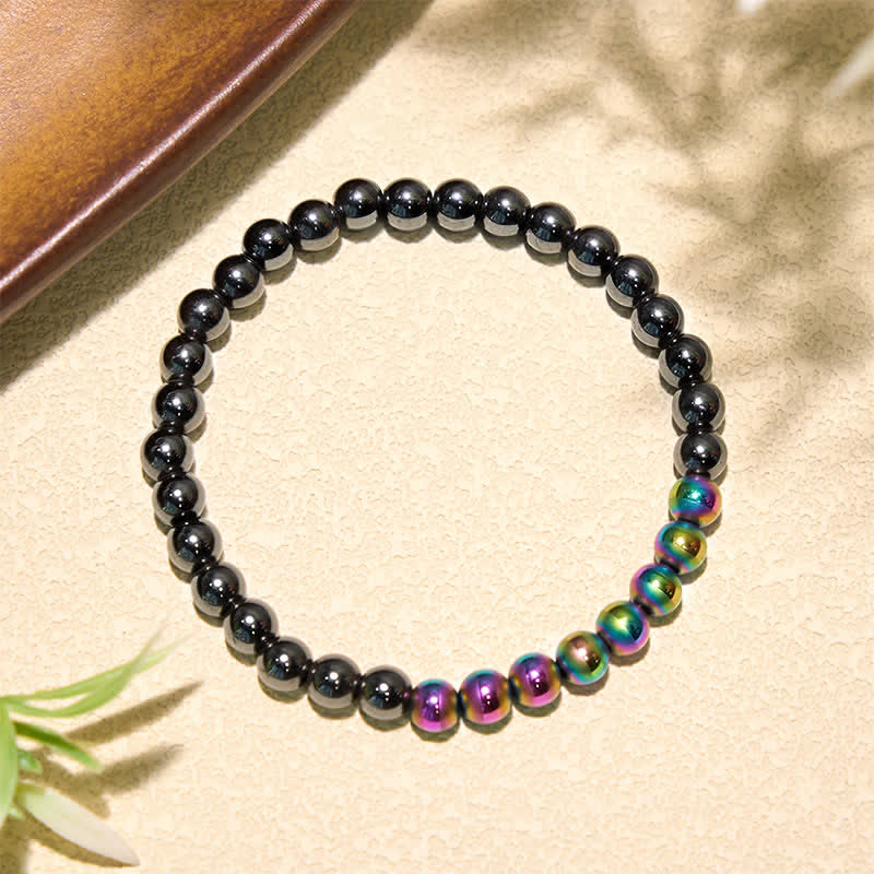 Buddha Stones Ronde Armband met hematiet als aardingselement - Regenbooghematiet (Polsomtrek: 14-15 cm) - image 7
