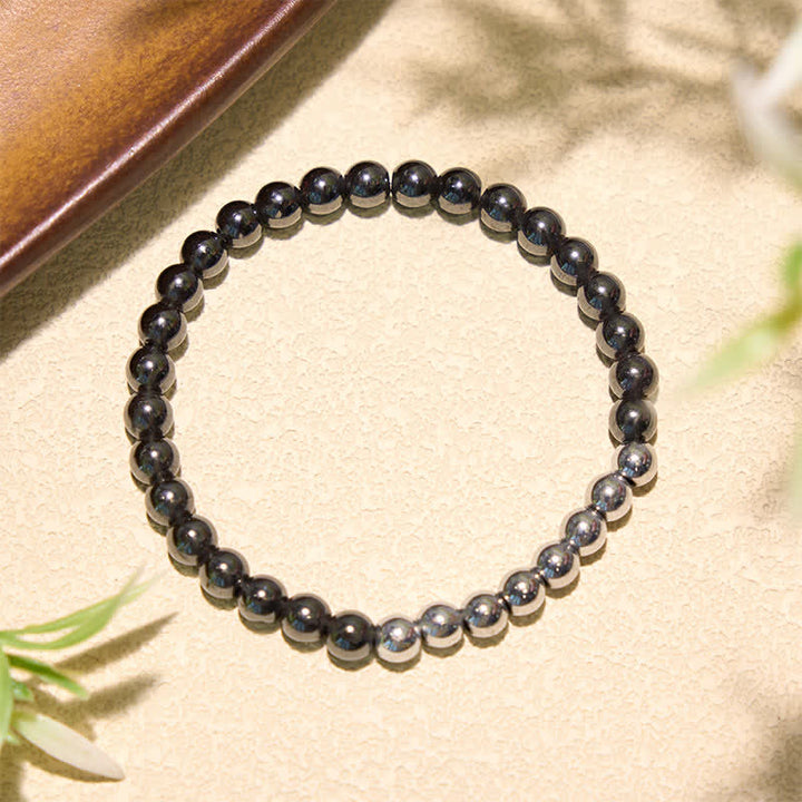 Buddha Stones Ronde Armband met hematiet als aardingselement - Witte hematiet (Polsomtrek: 14-15 cm) - image 0