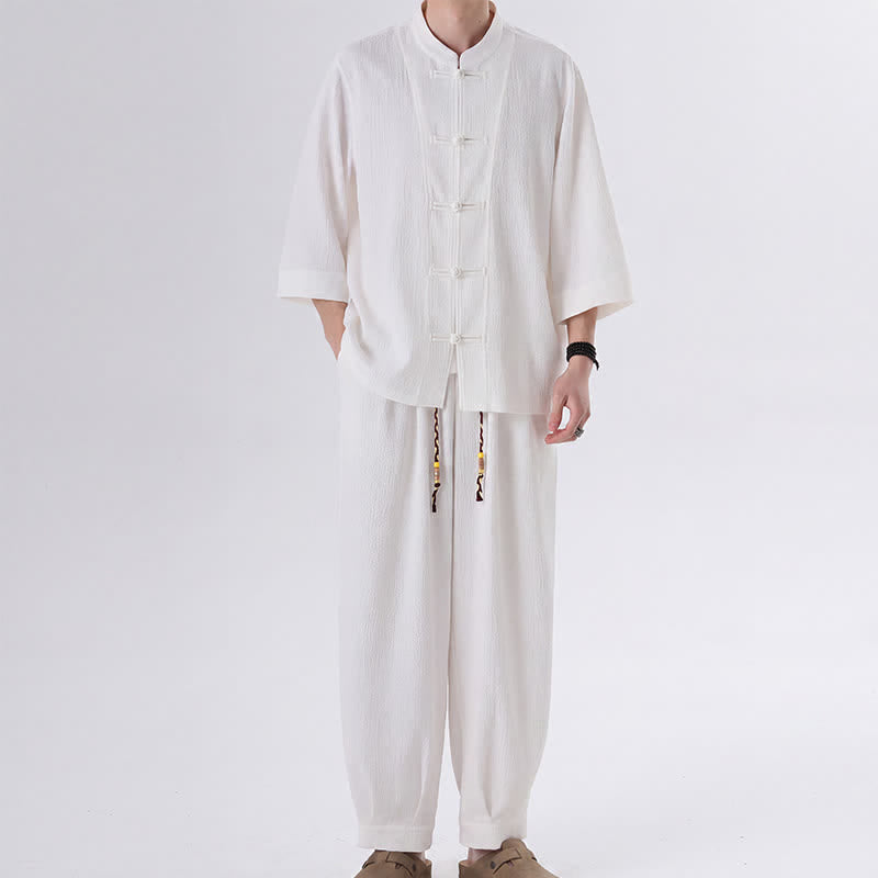 Buddha Stones Driekwart mouw en zakken, in Spring Tang-stijl. - Wit - US/UK/AU46, EU56 (5XL) - image 12