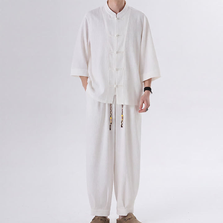 Buddha Stones Driekwart mouw en zakken, in Spring Tang-stijl. - Wit - US/UK/AU46, EU56 (5XL) - image 12