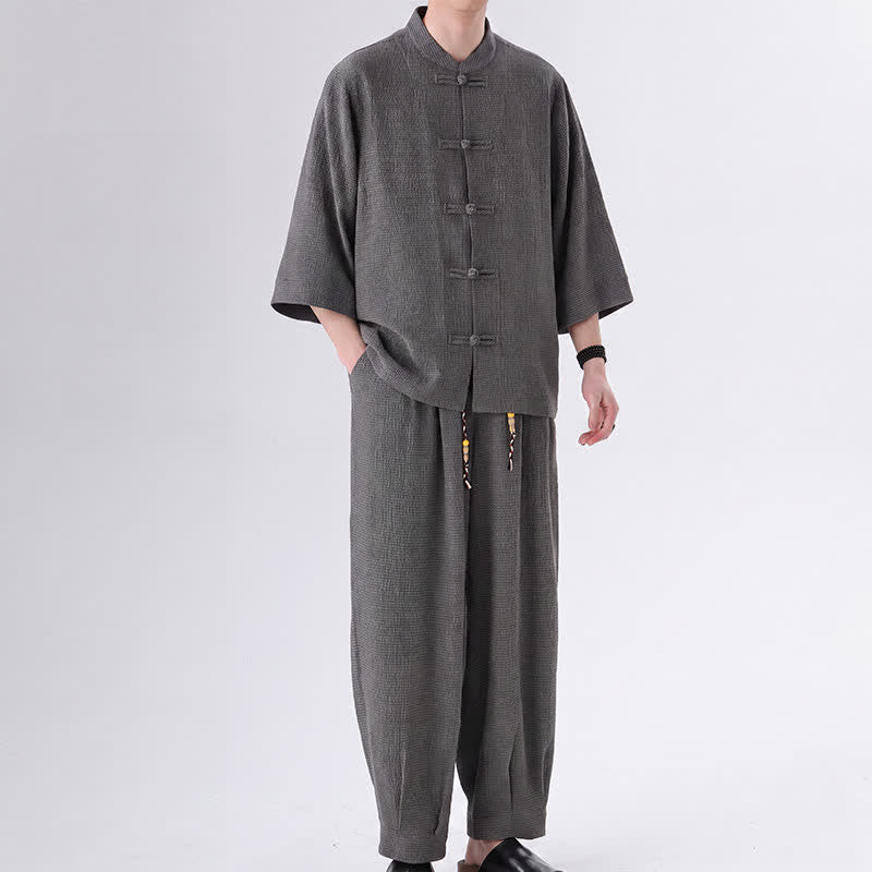 Buddha Stones Driekwart mouw en zakken, in Spring Tang-stijl. - Donkergrijs - US/UK/AU46, EU56 (5XL) - image 9