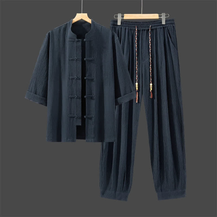 Buddha Stones Driekwart mouw en zakken, in Spring Tang-stijl. - Middernachtblauw - US/UK/AU46, EU56 (5XL) - image 16