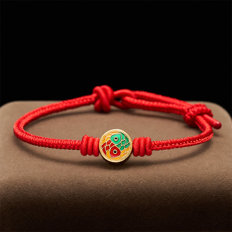 Buddha Stones Rode armband met dubbele koivissen, een Armband - Rood - 6,7–7,5 inch / 17–19 cm - image 0