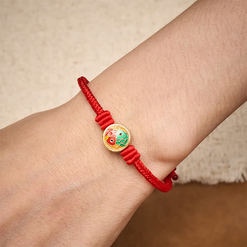 Buddha Stones Rode armband met dubbele koivissen, een Armband - image 4