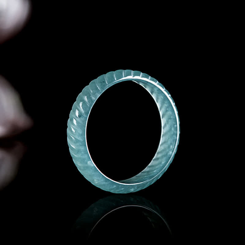 Buddha Stones Doorzichtige jade drakenschubben Ring - Blauwe jade Ring met drakenschubben - US11 (21 mm) - image 0