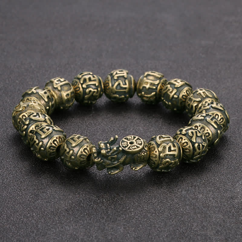 Buddha Stones Antieke messing Pi Xiu Om Mani Padme Hum Armband - Messing Pi Xiu (Polsomtrek: 6,5–7,1 inch / 16,5–18 cm) - image 0
