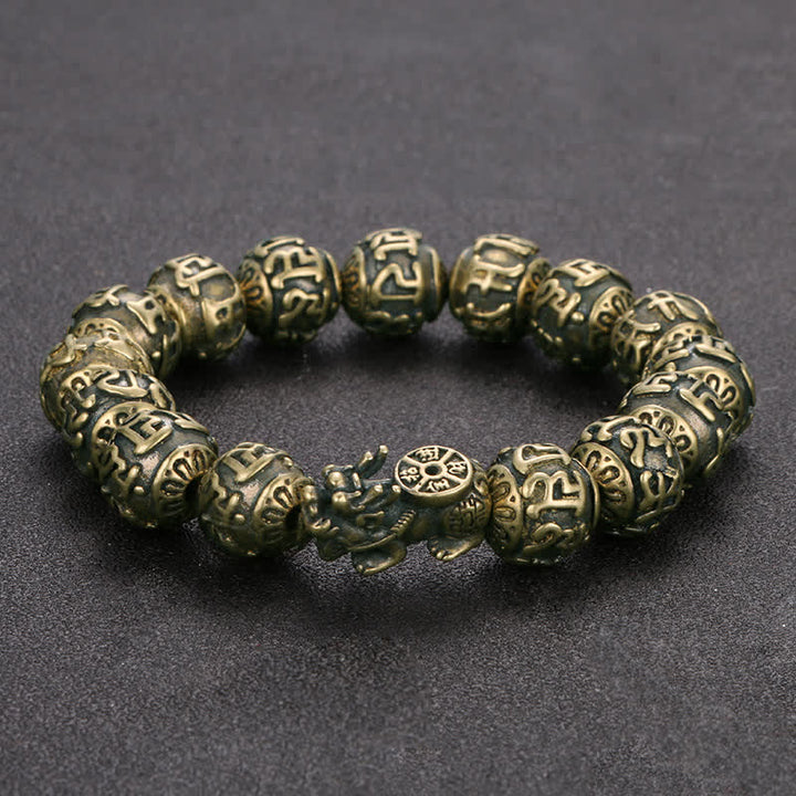 Buddha Stones Antieke messing Pi Xiu Om Mani Padme Hum Armband - Messing Pi Xiu (Polsomtrek: 6,5–7,1 inch / 16,5–18 cm) - image 0