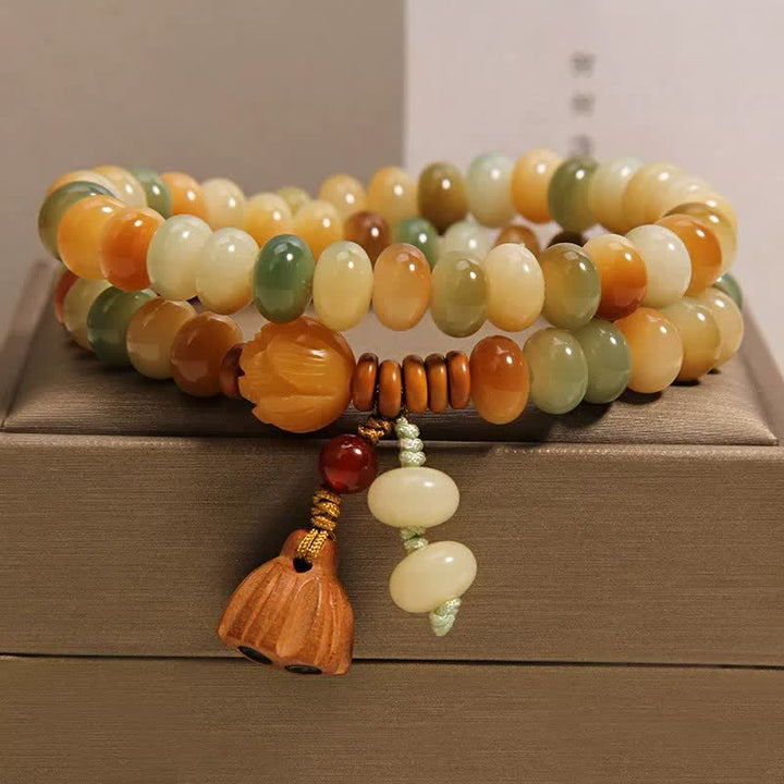 Buddha Stones Witte Bodhizaad Lotus Zuiverheid Dubbele Armband - Dubbele wikkeling (Polsomtrek: 14-15 cm) - image 0