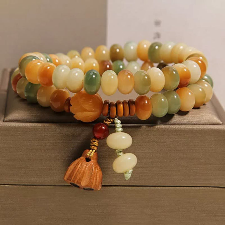 Buddha Stones Witte Bodhizaad Lotus Zuiverheid Dubbele Armband - image 8