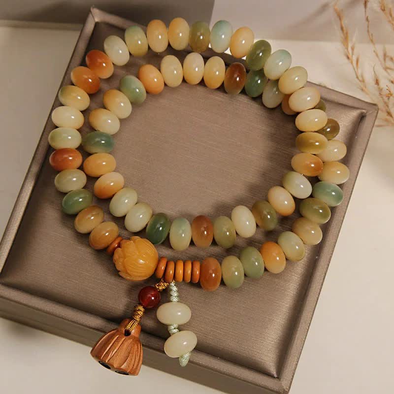 Buddha Stones Witte Bodhizaad Lotus Zuiverheid Dubbele Armband - image 2