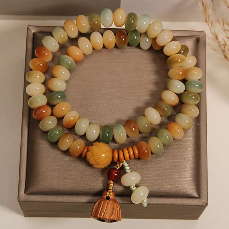 Buddha Stones Witte Bodhizaad Lotus Zuiverheid Dubbele Armband - image 1