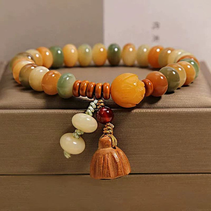 Buddha Stones Witte Bodhizaad Lotus Zuiverheid Dubbele Armband - Enkele wikkel (Polsomtrek: 14-15 cm) - image 10