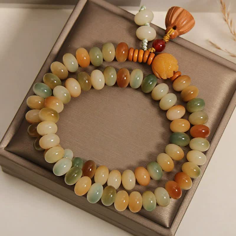 Buddha Stones Witte Bodhizaad Lotus Zuiverheid Dubbele Armband - image 3