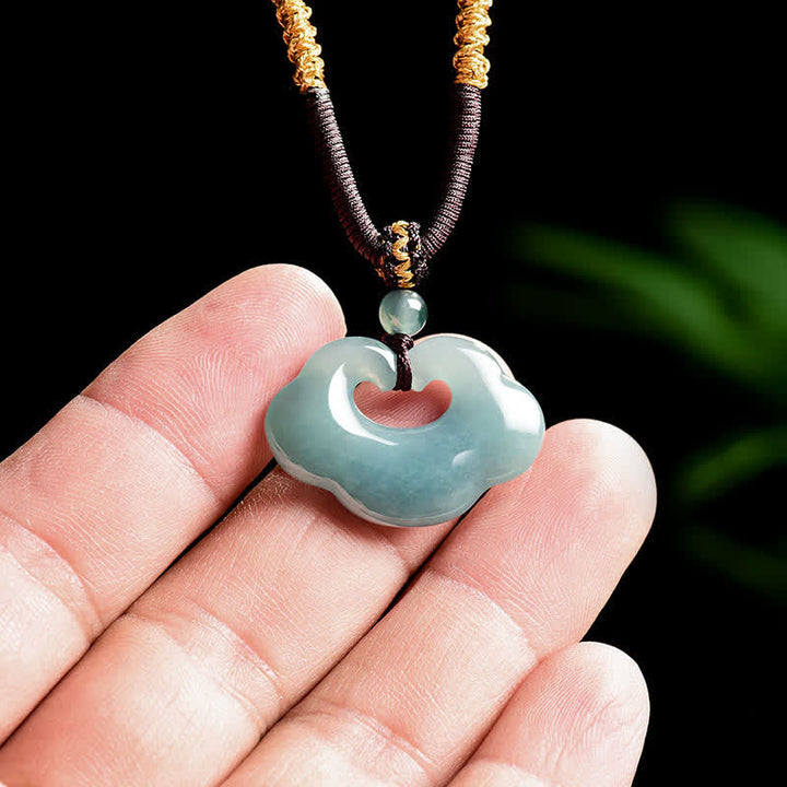 Buddha Stones Jade Ruyi Wolk Chinees Slot Gelukshanger Ketting - image 7