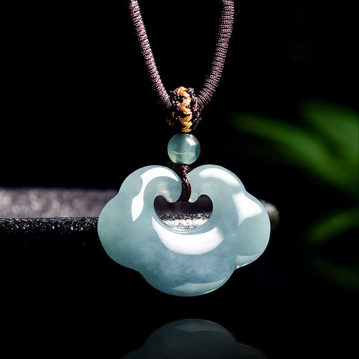 Buddha Stones Jade Ruyi Wolk Chinees Slot Gelukshanger Ketting - image 1