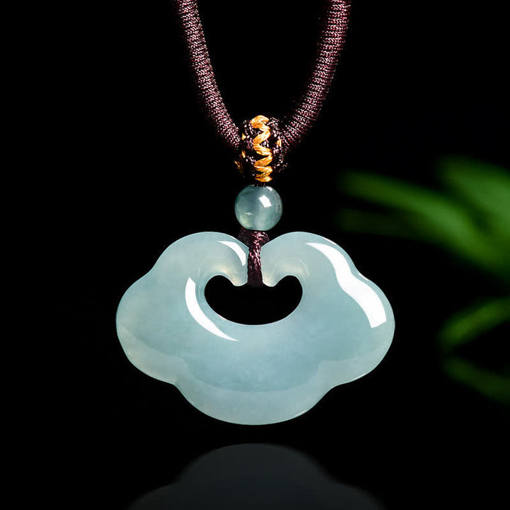 Buddha Stones Jade Ruyi Wolk Chinees Slot Gelukshanger Ketting - Chinees slotje - image 0