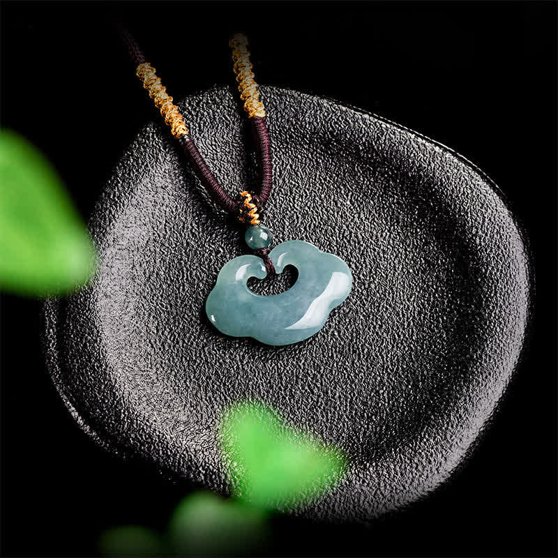 Buddha Stones Jade Ruyi Wolk Chinees Slot Gelukshanger Ketting - image 2