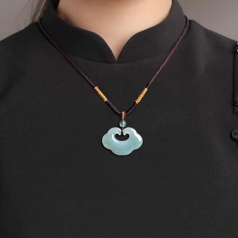 Buddha Stones Jade Ruyi Wolk Chinees Slot Gelukshanger Ketting - image 8