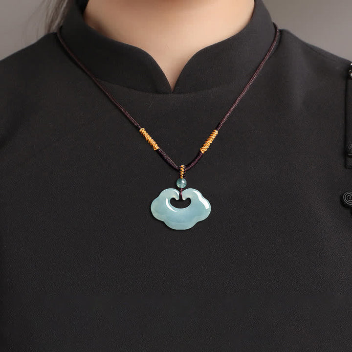 Buddha Stones Jade Ruyi Wolk Chinees Slot Gelukshanger Ketting - image 8