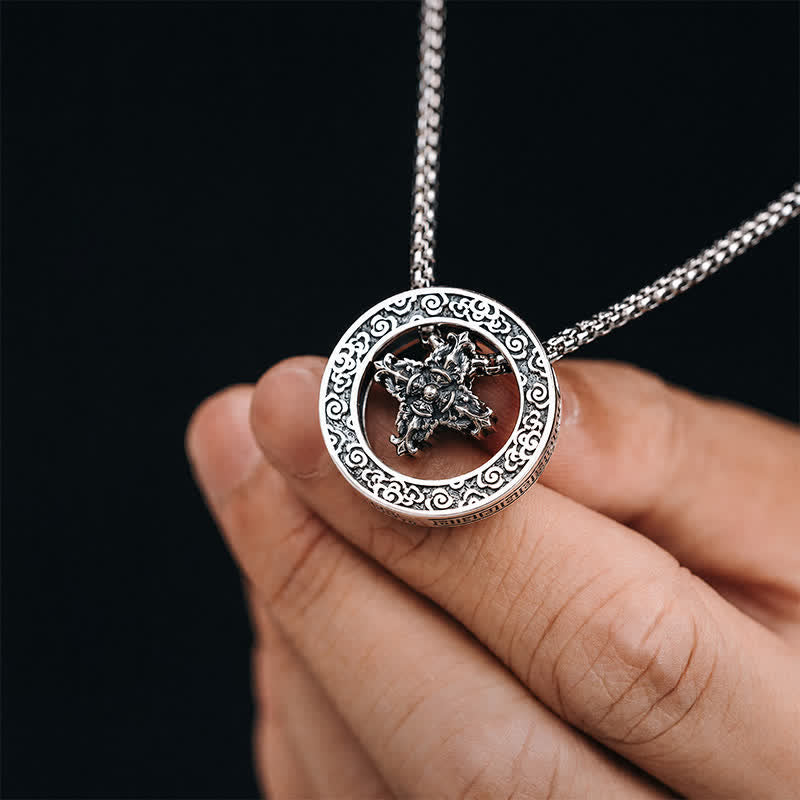 Buddha Stones Vintage ronde Ketting met koperen kruis en Vajra-symbool voor spirituele kracht. - image 1