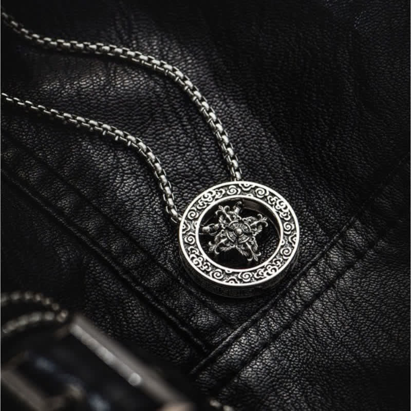 Buddha Stones Vintage ronde Ketting met koperen kruis en Vajra-symbool voor spirituele kracht. - Gekruiste Vajra - image 0