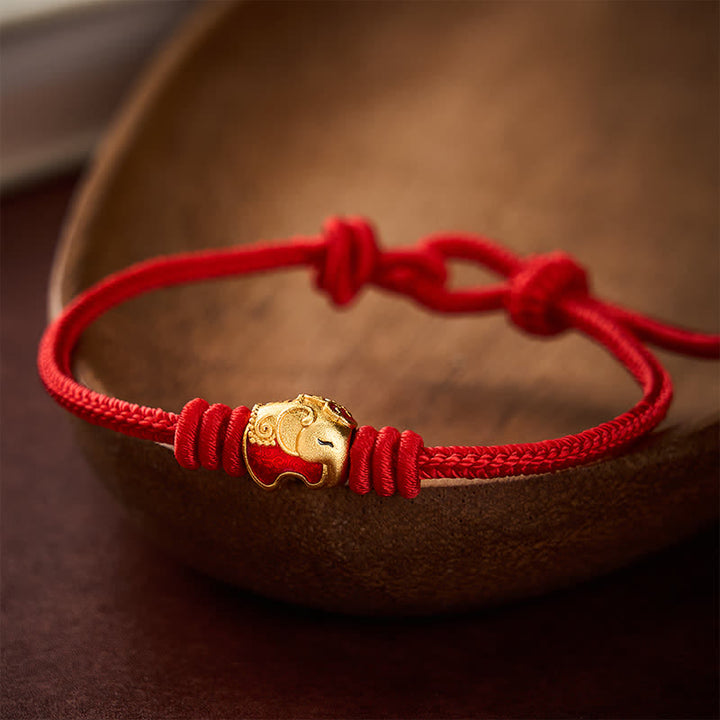 Buddha Stones Rode Olifant Rode Touw Armband - image 12