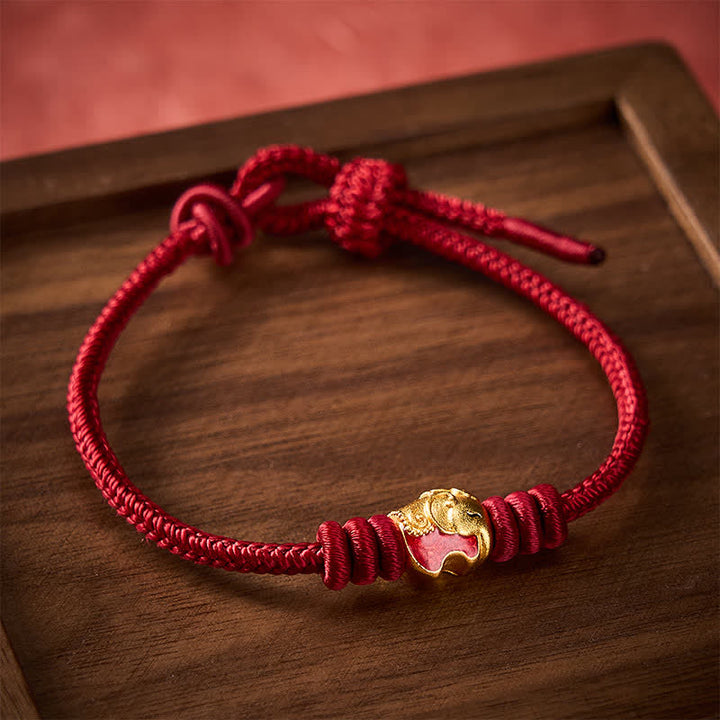 Buddha Stones Rode Olifant Rode Touw Armband - image 3