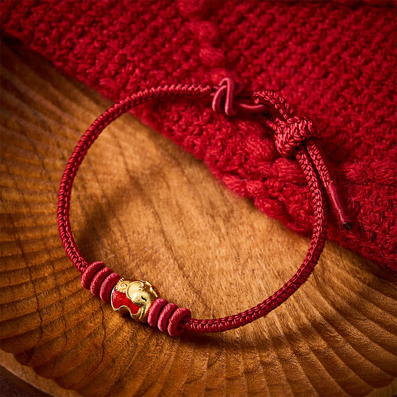 Buddha Stones Rode Olifant Rode Touw Armband - image 1
