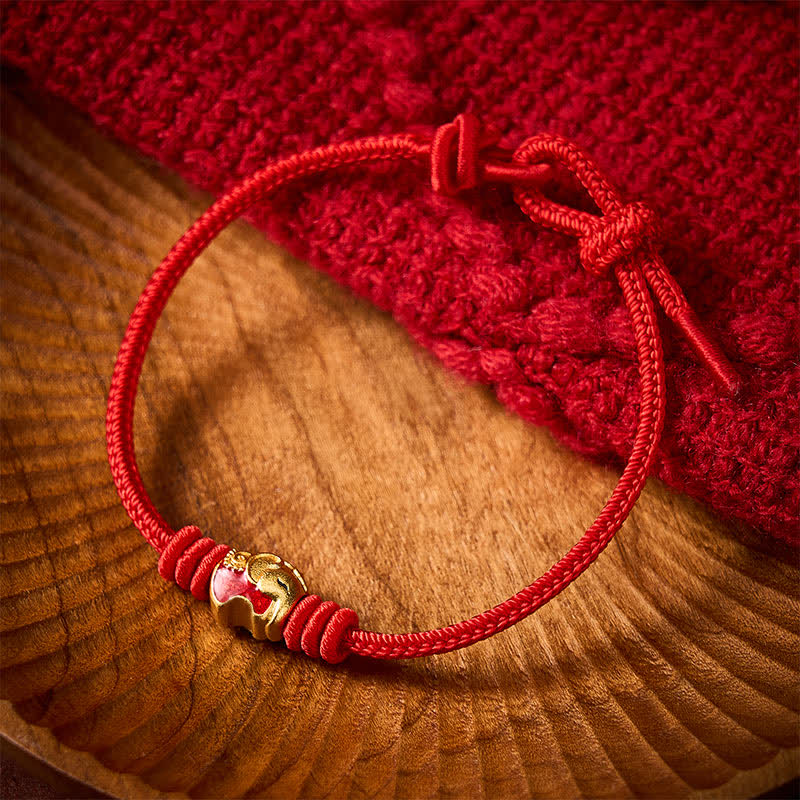 Buddha Stones Rode Olifant Rode Touw Armband - image 11