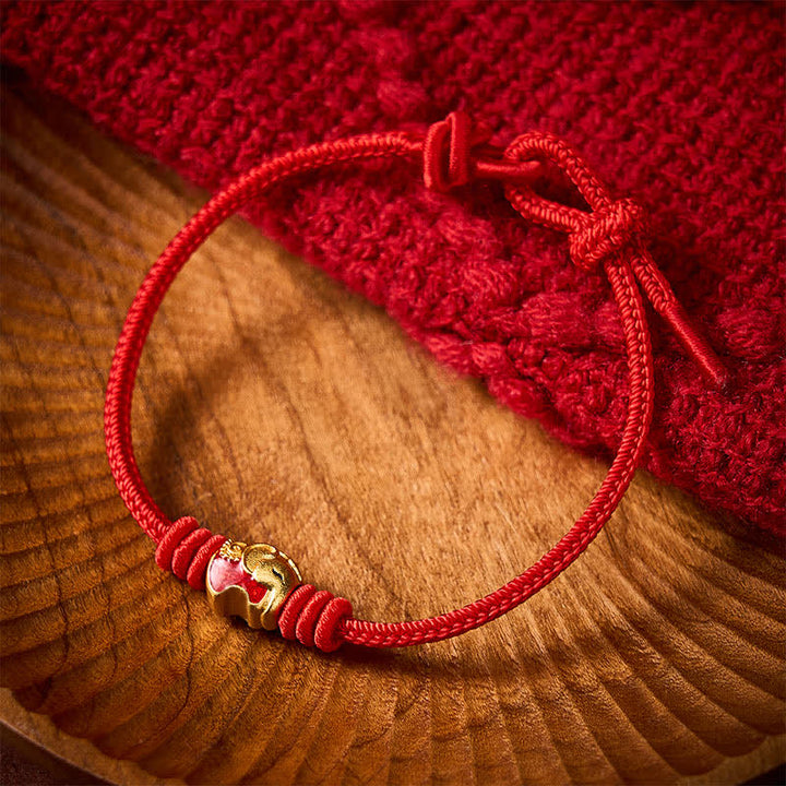 Buddha Stones Rode Olifant Rode Touw Armband - image 11