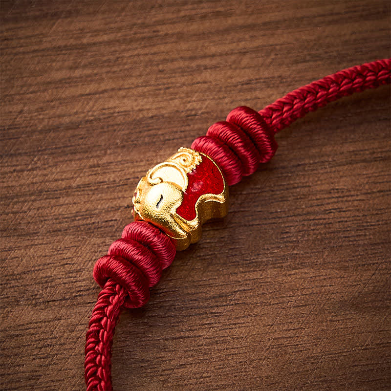 Buddha Stones Rode Olifant Rode Touw Armband - image 4