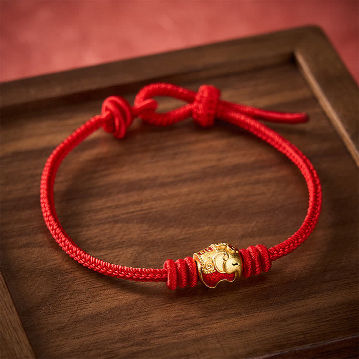 Buddha Stones Rode Olifant Rode Touw Armband - Rood (Polsomtrek 15-17 cm) - image 9