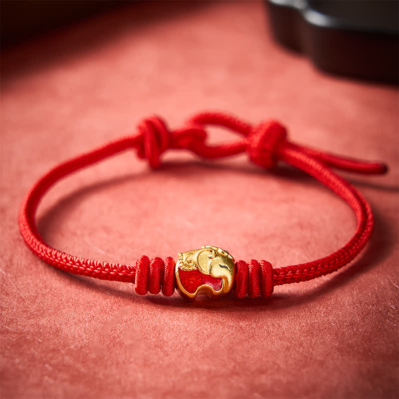 Buddha Stones Rode Olifant Rode Touw Armband - image 10