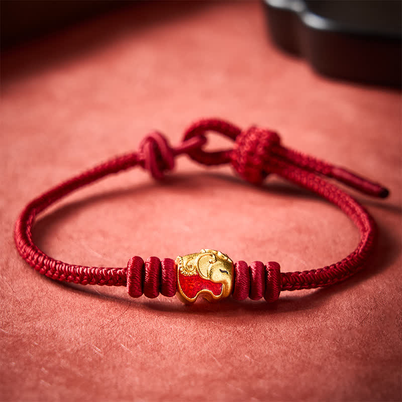 Buddha Stones Rode Olifant Rode Touw Armband - image 2