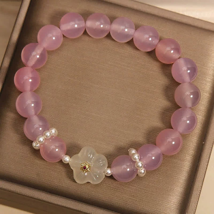 Buddha Stones Paarse agaat, witte agaat, bloem, intuïtie, parel Armband - image 3